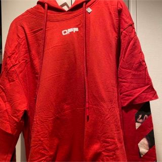 OFF WHITE オフホワイト パーカー赤色 Mサイズ