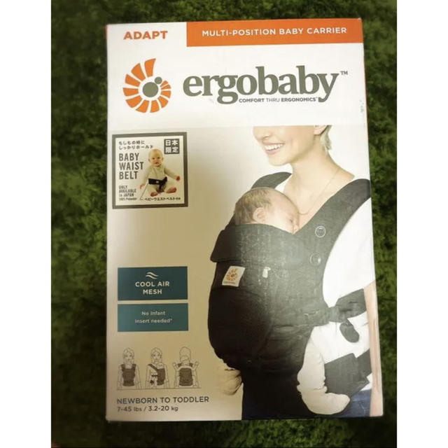 Ergobaby(エルゴベビー)のエルゴ　抱っこひも　ADAPTクールエア　3P ブラック　BLACK キッズ/ベビー/マタニティの外出/移動用品(抱っこひも/おんぶひも)の商品写真