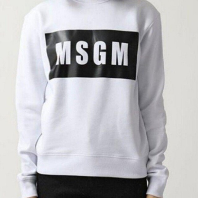 【新品・未使用】MSGM レディース 長袖 トレーナー ロゴ 白 スウェット S