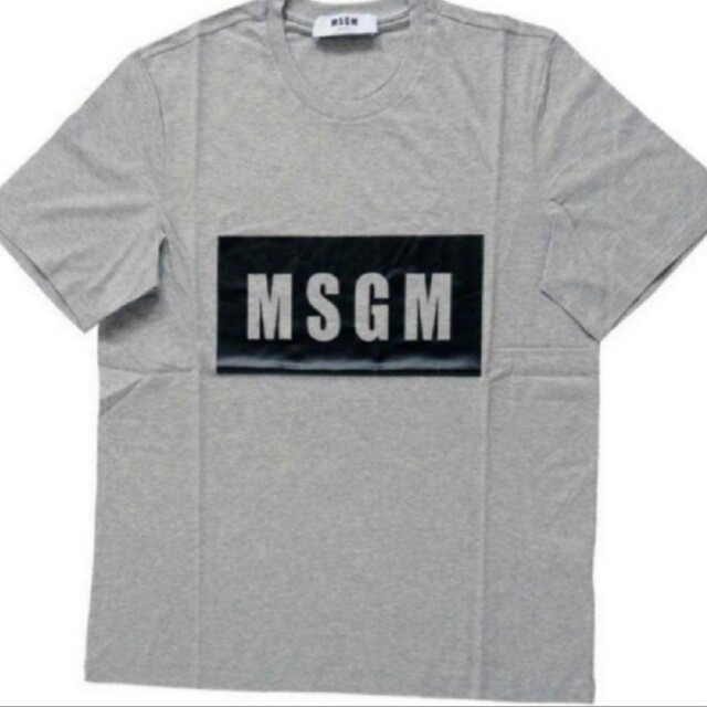 【M】MSGM エムエスジーエム/半袖Tシャツ/パネルロゴプリント/グレー