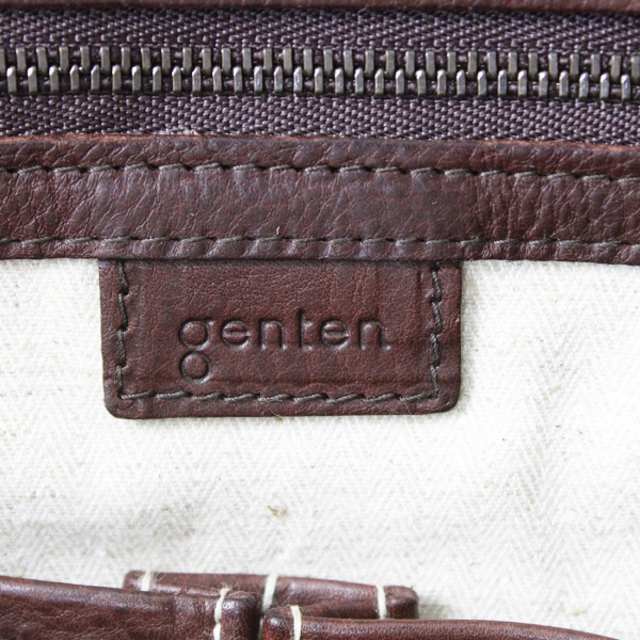 genten ゲンテン トスカヌオーバ レザートートバッグ/ダークブラウン