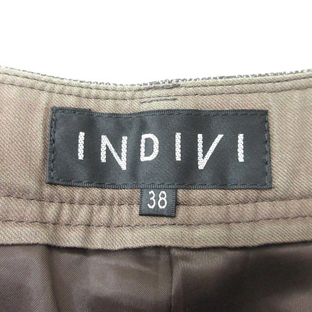 INDIVI(インディヴィ)のインディヴィ INDIVI クロップドパンツ ストライプ ウール 38 茶 レディースのパンツ(その他)の商品写真