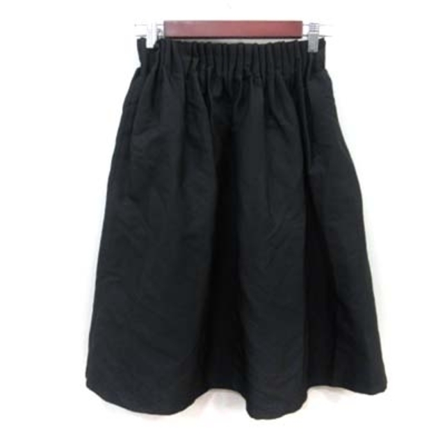 Andemiu(アンデミュウ)のアンデミュウ  フレアスカート ギャザー ミモレ ロング F 黒 ブラック レディースのスカート(ロングスカート)の商品写真
