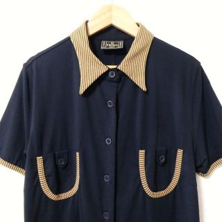 FENDI - 美品 フェンディ ストライプ柄切り替え 半袖 シャツ ブラウス