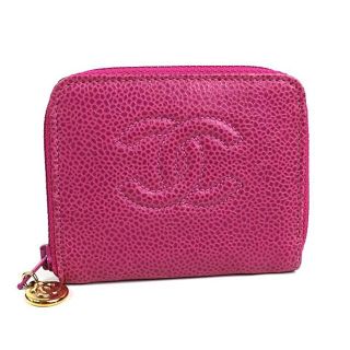 シャネル(CHANEL)のシャネル 小銭入れ コインケース ピンク　CHANEL　キャビアスキン 美品　q(コインケース)