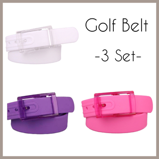 ゴルフ ラバーベルト 3本セット 白 ピンク 紫