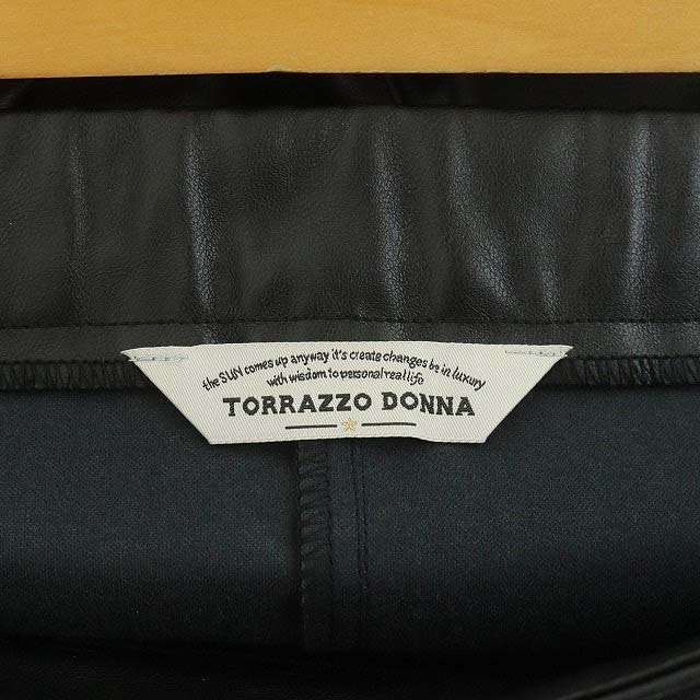 トラッゾドンナ 異素材エコレザータイトスカート フェイクレザー ロング F 黒 2