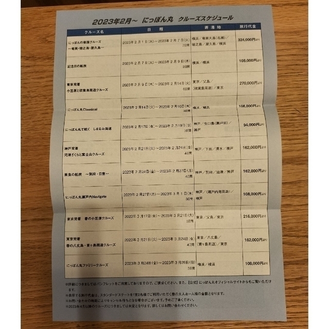 【たまちゃん様専用】「ニッポン丸」クルーズ優待&フェリーサービス共通クーポン チケットの優待券/割引券(宿泊券)の商品写真