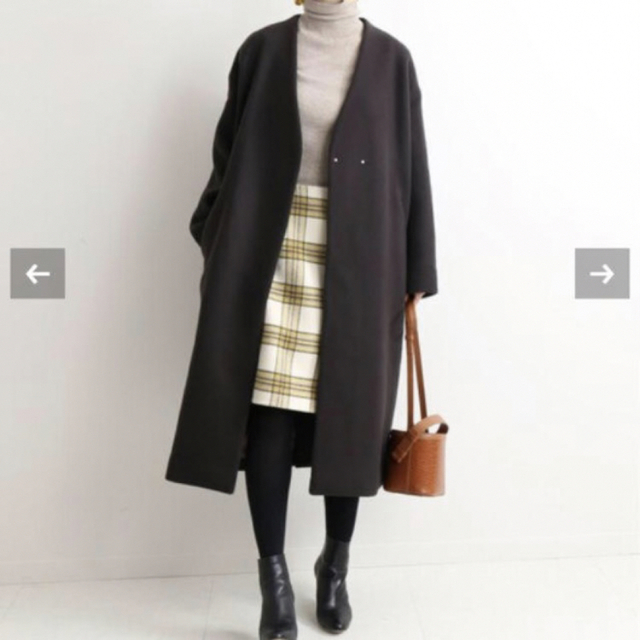 ロングコート 2019AWイエナ MANTECOノーカラーコート34サイズ