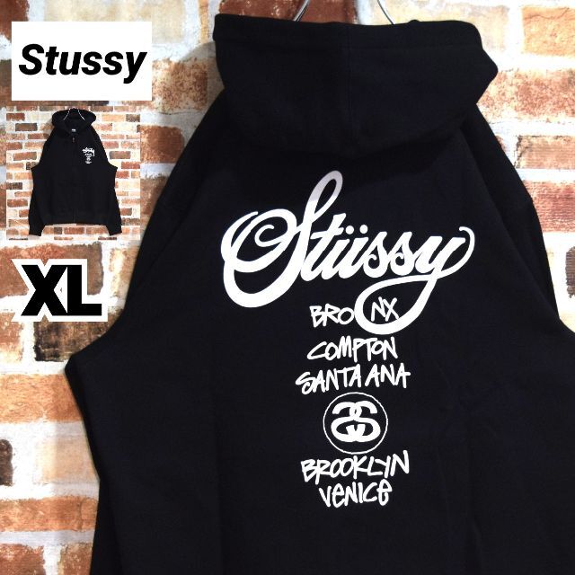 正規品】 STUSSY 国内正規品 XXL 黒 ロンT ワールドツアー