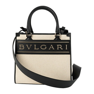 新品 ブルガリ BVLGARI トートバッグ ロゴ ブラック/ライトゴールド