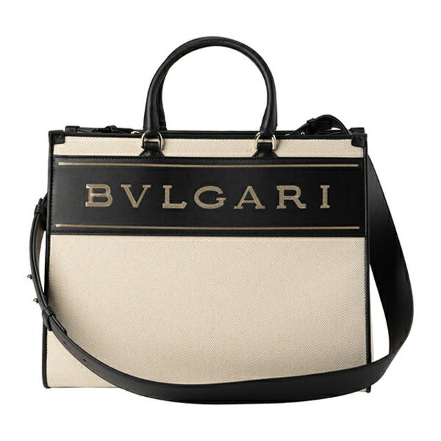 BVLGARI(ブルガリ)の新品 ブルガリ BVLGARI トートバッグ ロゴ ベージュ/ブラック レディースのバッグ(トートバッグ)の商品写真