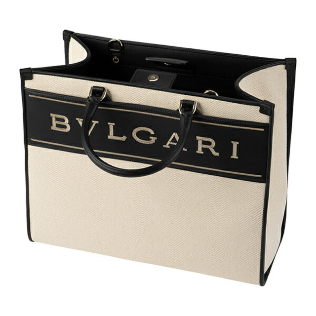 新品 ブルガリ BVLGARI トートバッグ ロゴ ベージュ/ブラック