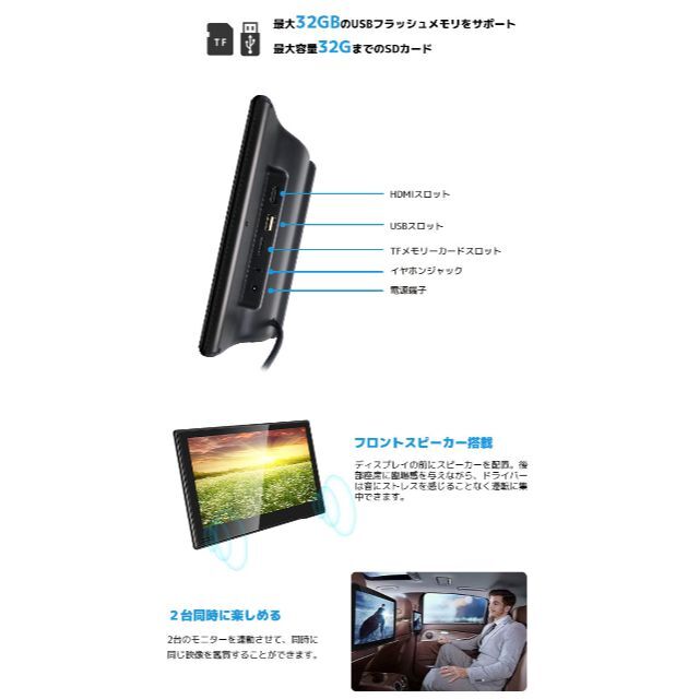 フルオーダー 11.6インチ 2台セット 車載用モニター DVDプレイヤー 大