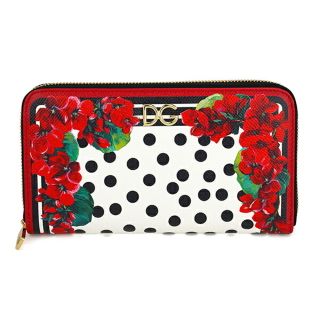 ドルチェ&ガッバーナ 三つ折り財布 Dolce & Gabbana 花柄 黒