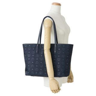 新品 エムシーエム MCM トートバッグ モノグラムナイロン ネイビーブルー