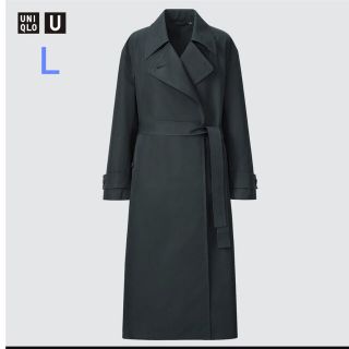 ユニクロ(UNIQLO)のUNIQLO トレンチコート ロング丈 ブラックＬレディース(トレンチコート)