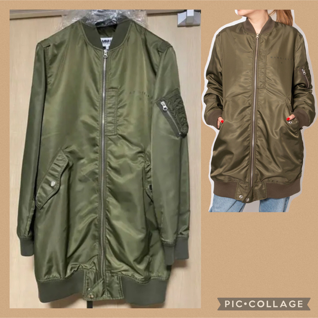 ピンク・ブルー MM6 エムエムシックス ロングMA-1ジャケット40/マルジェラ コート
