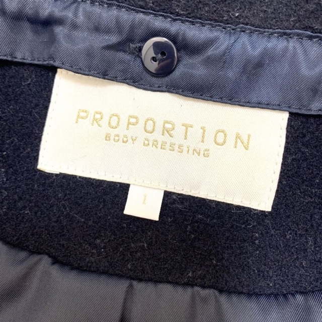 PROPORTION BODY DRESSING(プロポーションボディドレッシング)のプロポーションドレッシング ドレッキングウールコート ファー Sサイズ ネイビー レディースのジャケット/アウター(ロングコート)の商品写真