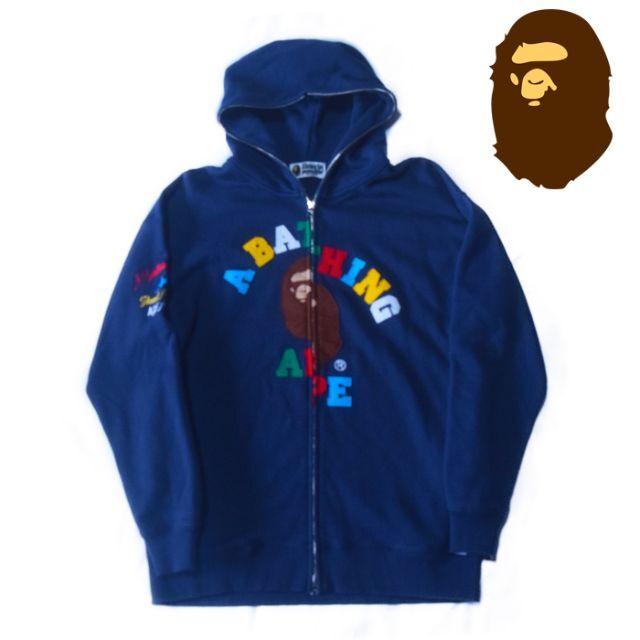 トップスA bathing ape 猿ワッペンアシンメトリーパーカー ロゴ