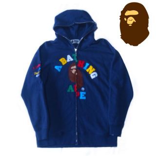 A bathing ape 猿ワッペンアシンメトリーパーカー ロゴ