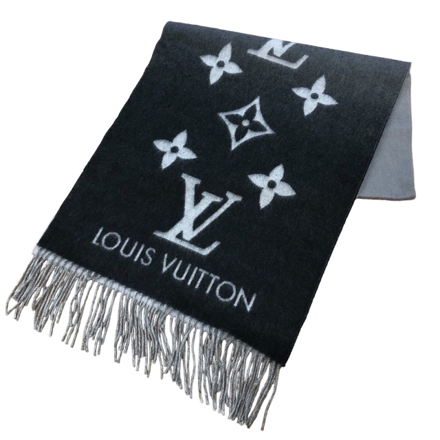 LOUIS VUITTON - ☆LOUIS VUITTON ルイヴィトン エシャルプ レイキャビック グラデーション マフラー カシミヤ100％ ブラック×グレー M76336