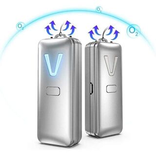 V型空気清浄機 シルバー ポータブル空気浄化機 空間除菌機 首掛けタイプ(空気清浄器)