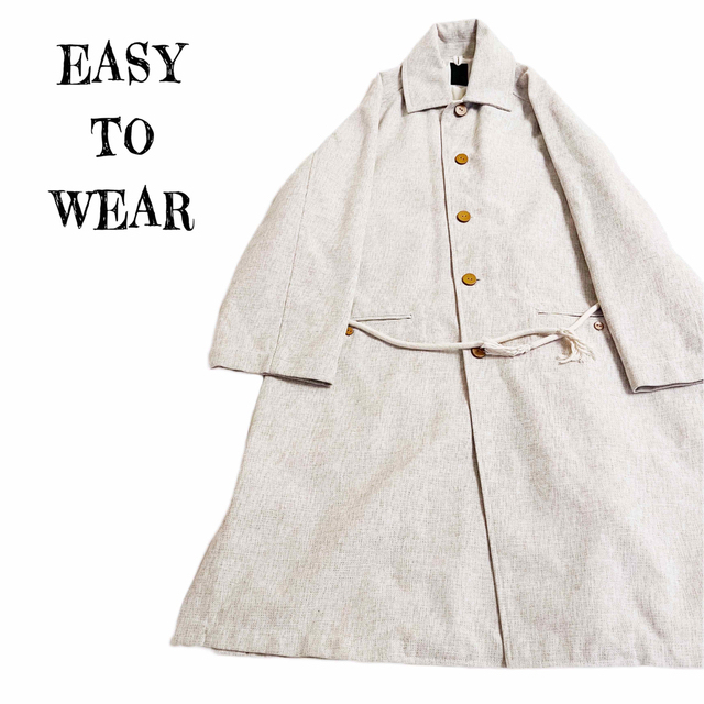 希少☆EASY TO WEAR マキシ丈 キャンパスロングコート アイボリー 【即
