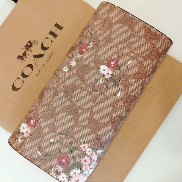 COACH - 【新品未使用】COACH シグネチャー 長財布 花柄 ブラウンの