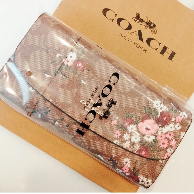 COACH - 【新品未使用】COACH シグネチャー 長財布 花柄 ブラウンの