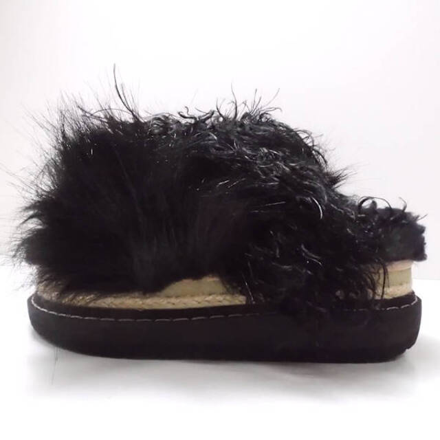 sacai サカイ 22-06298 Mix Faux Fur Sandals サンダル 黒 37 ファー AM3720C