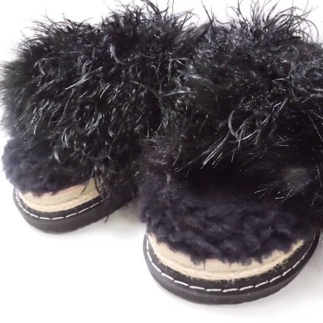 sacai サカイ 22-06298 Mix Faux Fur Sandals サンダル 黒 37 ファー AM3720C