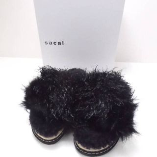 sacai サカイ サンダル 37(23.5cm位) 黒xシルバー