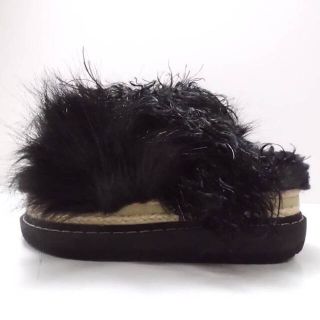 sacai サカイ 22-06298 Mix Faux Fur Sandals サンダル 黒 37 ファー ...