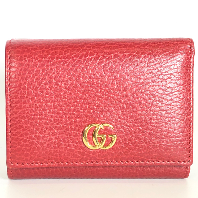 セール】 GUCCI グッチ Gucci 三つ折り財布 レッド系 474746 GGマーモント 財布