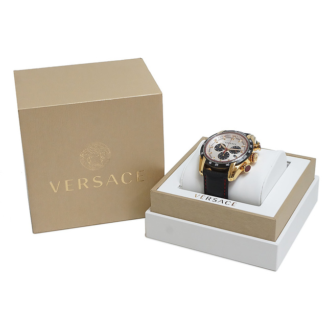 VERSACE - ヴェルサーチ V-RAY クロノグラフ クオーツ 腕時計 レザー