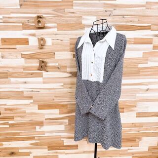 ZARA - 新品/未使用【ザラ】綺麗めシャツ ドッキング ワンピース ビジネス XL 白×黒
