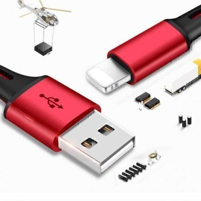 3in1 充電ケーブル 1.1m iphone Android USB 赤 #d スマホ/家電/カメラのスマホアクセサリー(その他)の商品写真