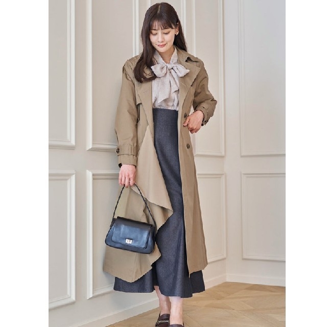 herlipto Gaba Ruffled Cotton Trench Coat