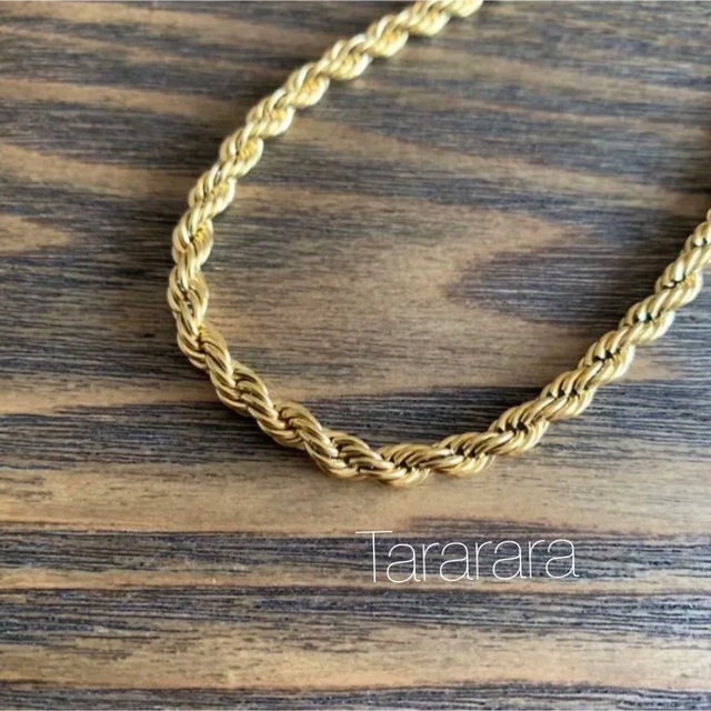 ●stainless twistnecklace 5mm G●金属アレルギー対応 レディースのアクセサリー(ネックレス)の商品写真