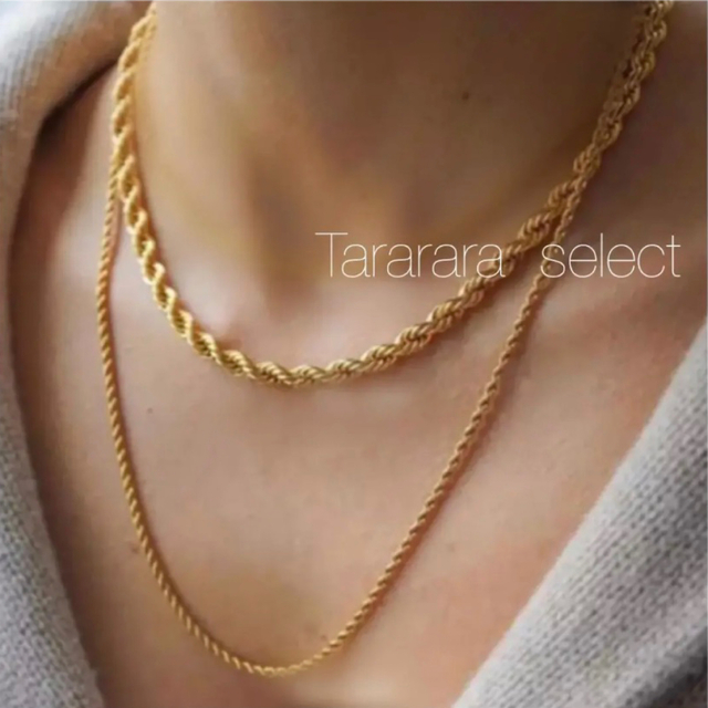 ●stainless twistnecklace 5mm G●金属アレルギー対応 レディースのアクセサリー(ネックレス)の商品写真