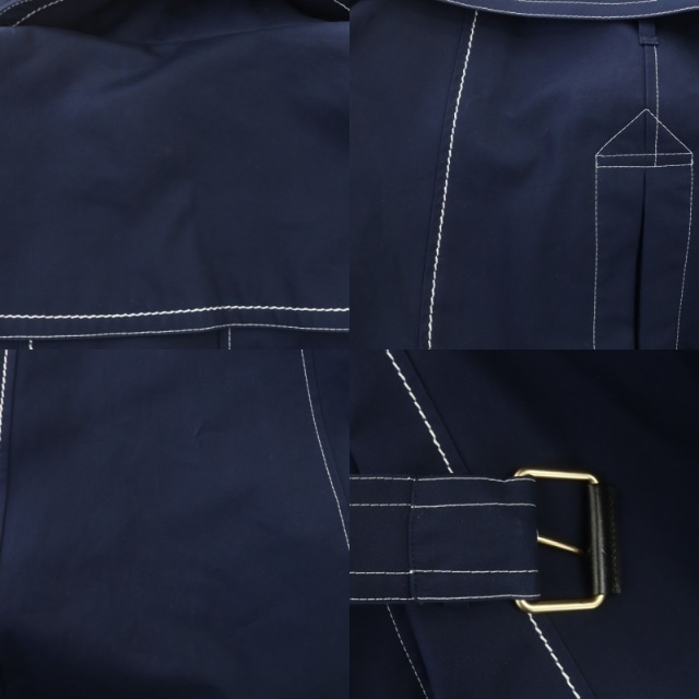 BLUE LABEL CRESTBRIDGE(ブルーレーベルクレストブリッジ)のブルーレーベルクレストブリッジ ベルト付ステッチトレンチコート ロング 38 紺 レディースのジャケット/アウター(トレンチコート)の商品写真