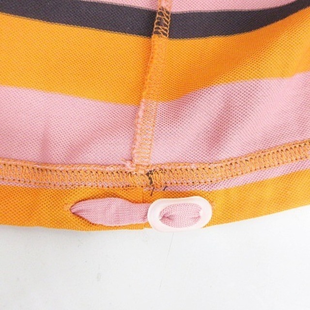 PEARLY GATES(パーリーゲイツ)のパーリーゲイツ ポロシャツ 半袖 ボーダー ワッペン 黒 オレンジ ピンク 0 スポーツ/アウトドアのゴルフ(ウエア)の商品写真