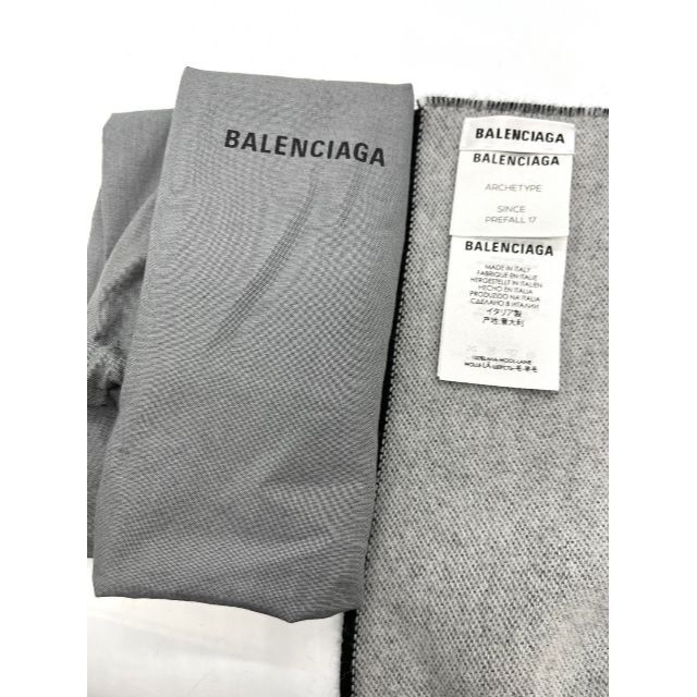 【美品】BALENCIAGA　リバーシブル　マフラー　ブラック×グレー　ウール