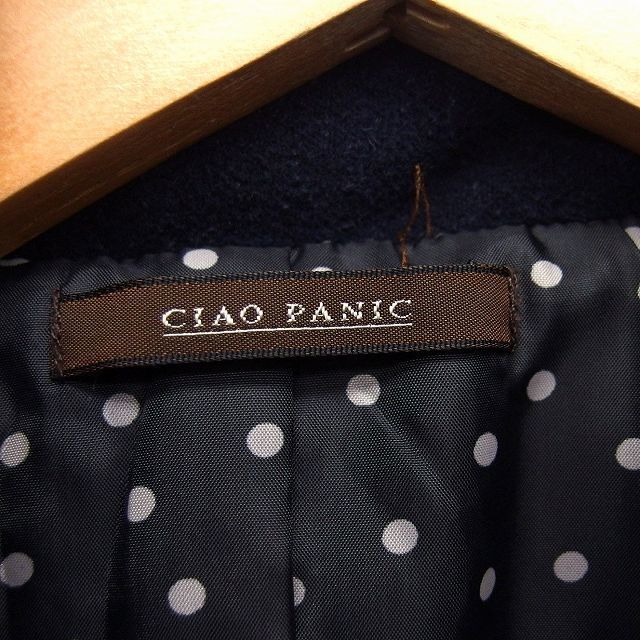 Ciaopanic(チャオパニック)のチャオパニック Pコート ピーコート アウター ショート ダブル 無地 M 黒  レディースのジャケット/アウター(ピーコート)の商品写真