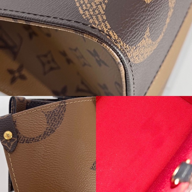 LOUIS VUITTON(ルイヴィトン)のLOUIS VUITTON ルイヴィトン 2WAY オンザゴーMM ハンドバッグ トートバッグ ブラウン 茶 かばん 鞄 M45321  モノグラムジャイアント・キャンバス  モノグラム・リバースキャンバス  ゴールド金具 レディース ギフト 美品【中古品】 レディースのバッグ(ショルダーバッグ)の商品写真