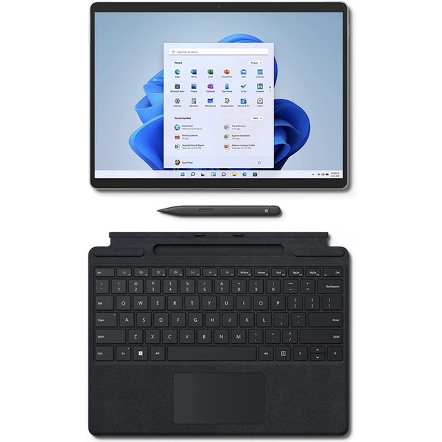Surface Pro8 プラチナ+ 専用タイプカバー　ブラック　(ペン付き)PC/タブレット