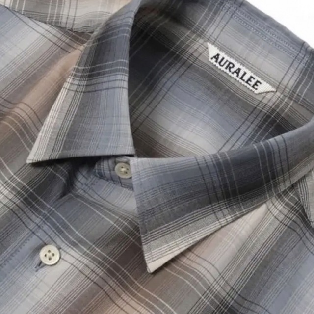 AURALEE SUPER LIGHT WOOL CHECK SHIRT 1