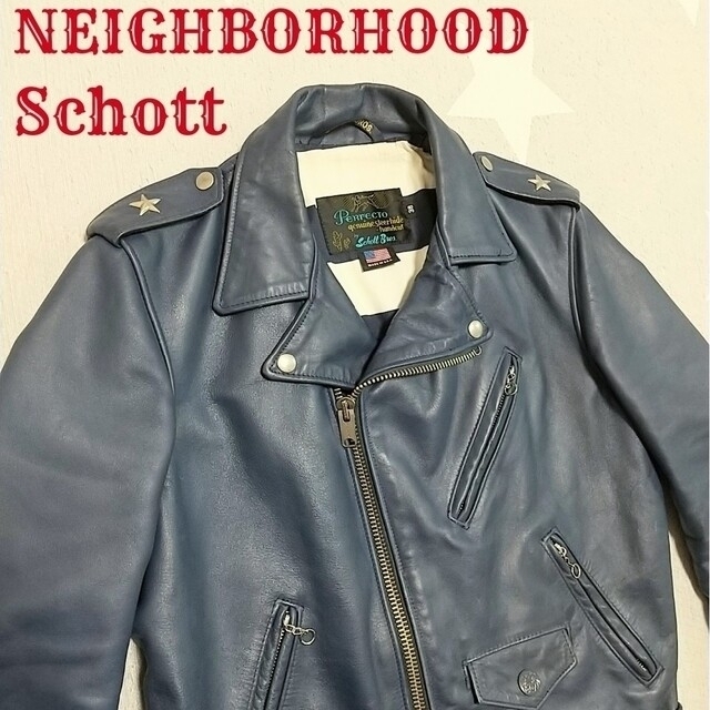 NEIGHBORHOOD(ネイバーフッド)の本店限定 Schott x ネイバーフッド 超希少 ライダース レザージャケット メンズのジャケット/アウター(ライダースジャケット)の商品写真