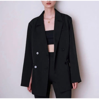 ロク(6 (ROKU))の新品　enof twill slit jacket black Lサイズ(テーラードジャケット)